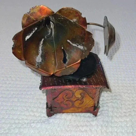 Vintage Rustic Copper Color Victrola Music Box - Picture 1 of 4